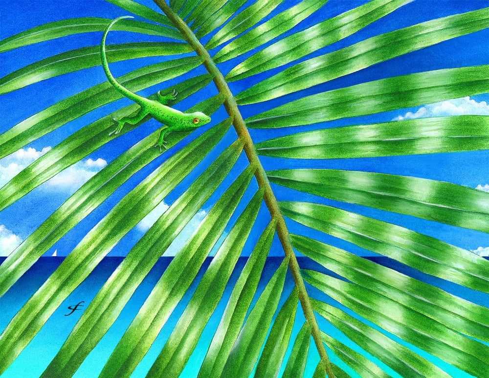 Paradise Frond Poster Print by Carolyn Steele showcasing tropical foliage.