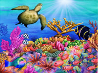 Reef Revelers Poster Print by Carolyn Steele featuring vibrant underwater life.