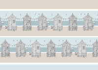 Beachhuts Poster Print by Peter Adderley, vibrant coastal art