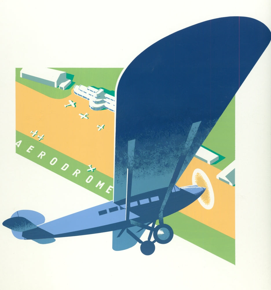 Aerodrome Poster Print by Brian James showcasing aviation art.