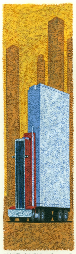 Tall Truck Poster Print by Brian James showcasing a rugged truck design.