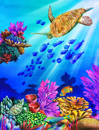 Riding The Beam Art Print by Carolyn Steele featuring vibrant colors and textures.