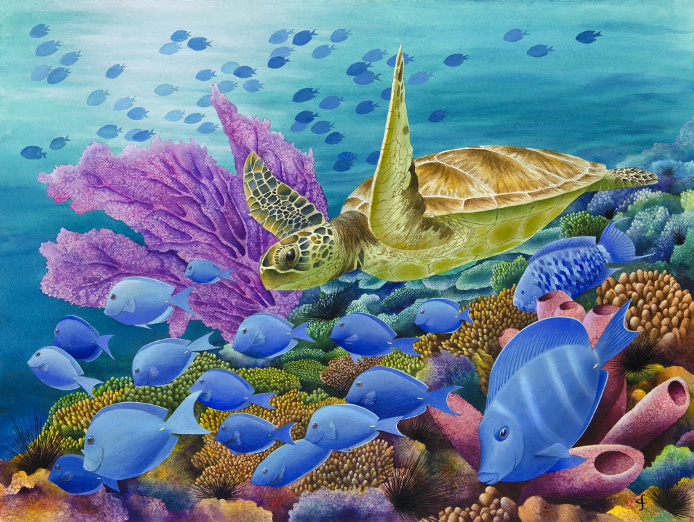 Chasing The Blues Poster Print by Carolyn Steele