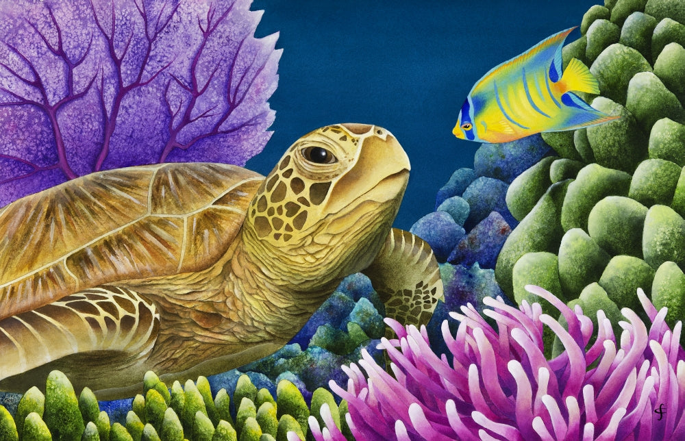 Reef Buddies Poster Print featuring colorful fish and coral by Carolyn Steele.