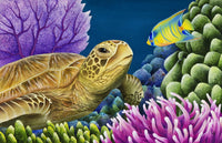 Reef Buddies Poster Print featuring colorful fish and coral by Carolyn Steele.
