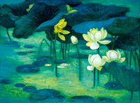 Emerald Pond Poster Print by Ailian Price showing serene nature scene.
