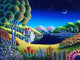 Blue Moon 6 Poster Print by Andy Russell depicting a serene night sky
