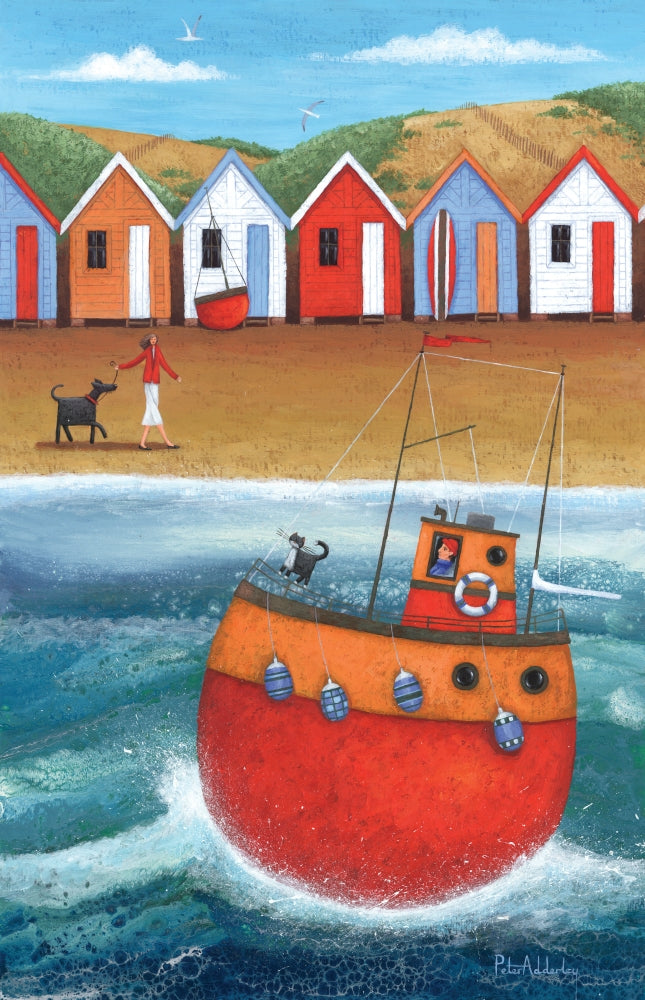 A Walk On The Beach Poster Print by Peter Adderley showcasing serene coastal scenery.