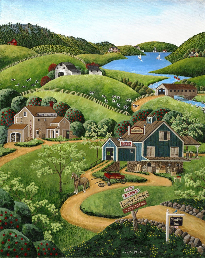To The Barns Poster Print by Art Poulin showcasing rustic barn scenery.