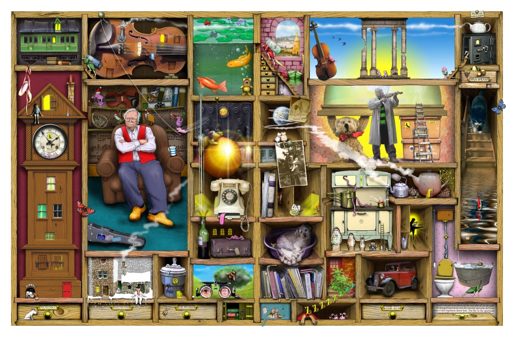 Oscar's Dream Poster Print by Colin Thompson, whimsical artwork, available in multiple sizes.