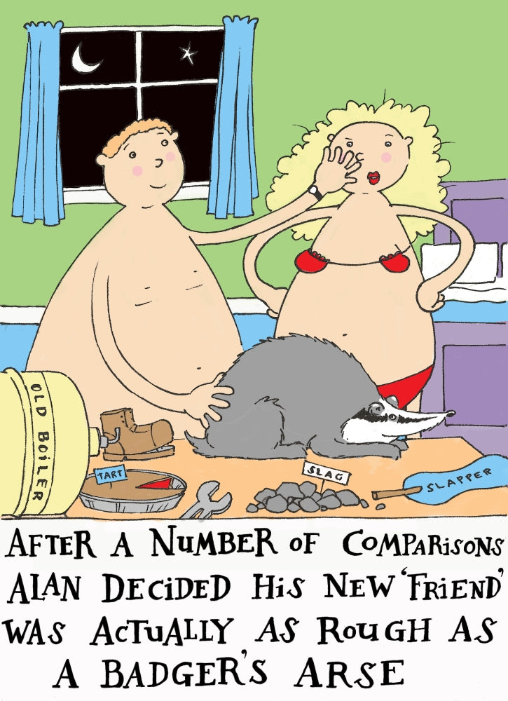 Cheeky Monkey Badger's Arse Poster Print by Peter Adderley