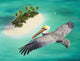 Pelican's Perspective Poster Print by Carolyn Steele showcasing a serene pelican scene.