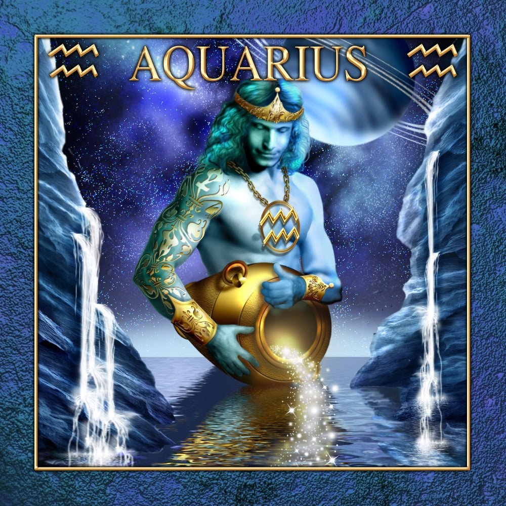 Aquarius Zodiac Poster Print by Ciro Marchetti featuring vibrant colors and intricate details.