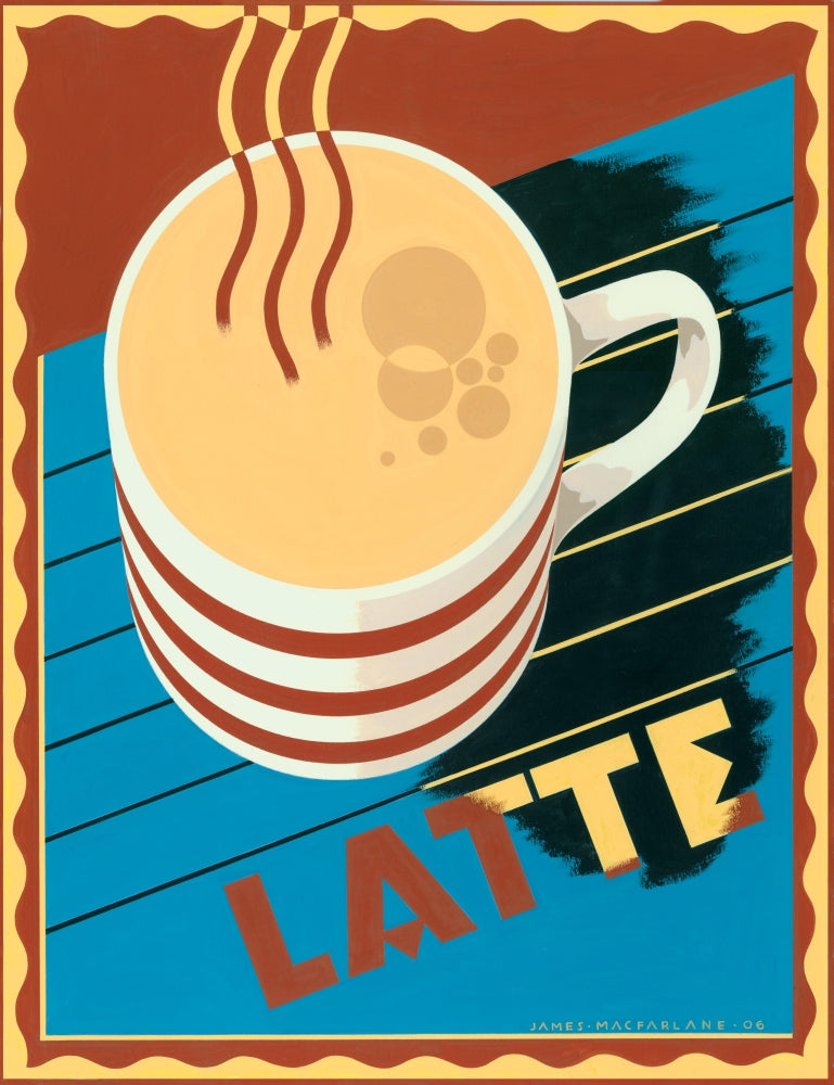 Latte Poster Print by Brian James showcasing rich coffee culture.