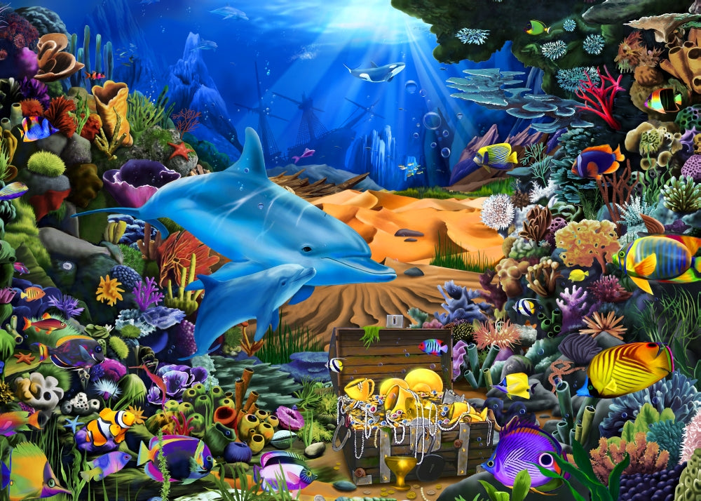 Amazing Undersea World Poster Print featuring vibrant ocean life by Gerald Newton.