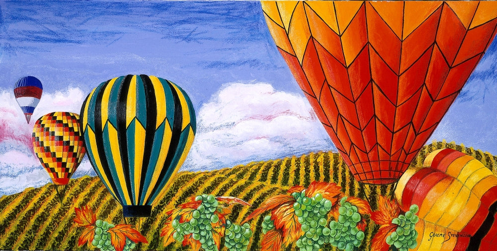 California Balloons Poster Print by Graeme Stevenson, colorful and vibrant artwork.