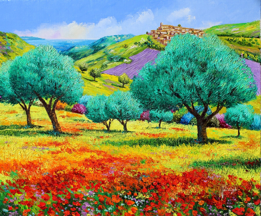 Olive Grove Facing the Sea Poster Print by Jean-Marc Janiaczyk