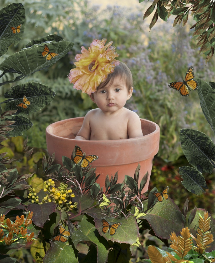 Flowerpot Baby Poster Print by Alixandra Mullins - Whimsical nursery art.