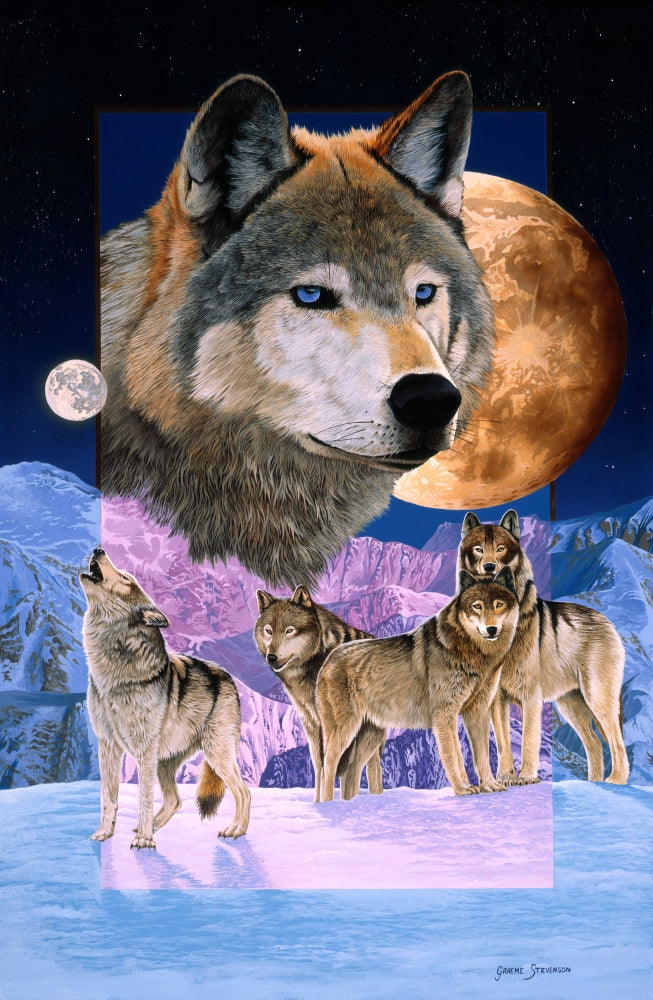 Blue Moon Poster Print by Graeme Stevenson, serene night sky artwork