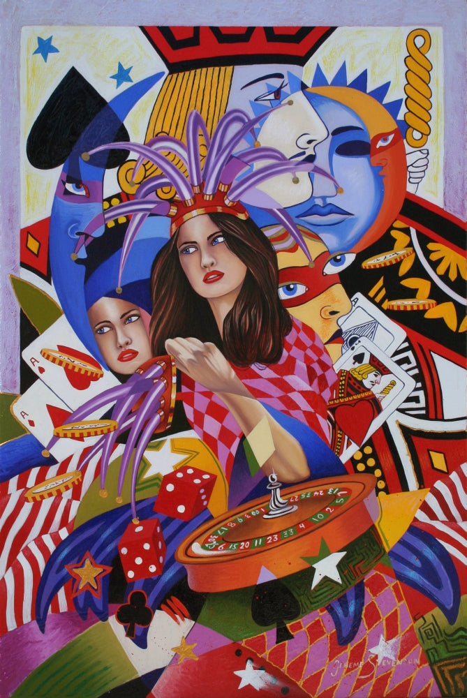 Viva Las Vegas Poster Print by Graeme Stevenson showcasing the vibrant energy of Las Vegas.