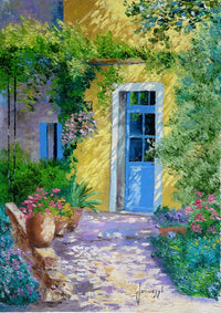 Blue Door Poster Print by Jean-Marc Janiaczyk showcasing a vibrant blue door.