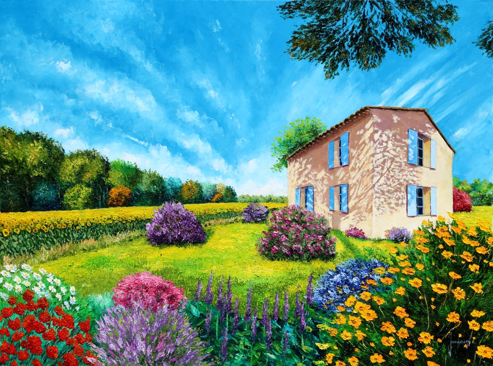 Flowered Garden Poster Print by Jean-Marc Janiaczyk showcasing vibrant floral colors