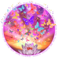 Celestial Butterfly Circle Poster Print by Alixandra Mullins featuring delicate butterflies and celestial design.