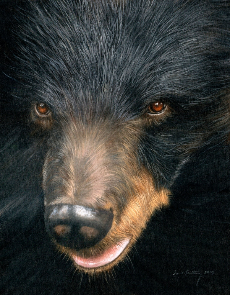 Trixie Moon Bear Poster Print by David Stribbling, showcasing a whimsical bear in a serene setting.