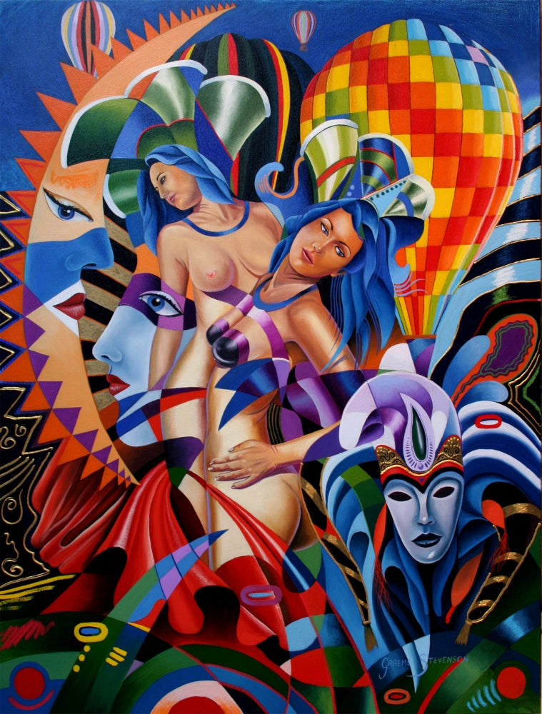 Carnival Poster Print by Graeme Stevenson featuring vibrant colors and festive themes.