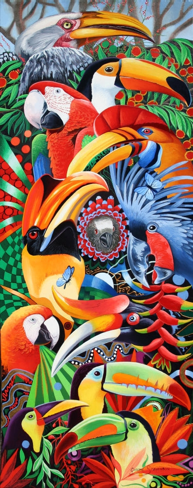 Heads Up Poster Print by Graeme Stevenson, colorful art print.