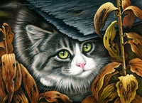 Peeking Kitten Poster Print by Irina Garmaschova-Cawton, showcasing an adorable kitten.