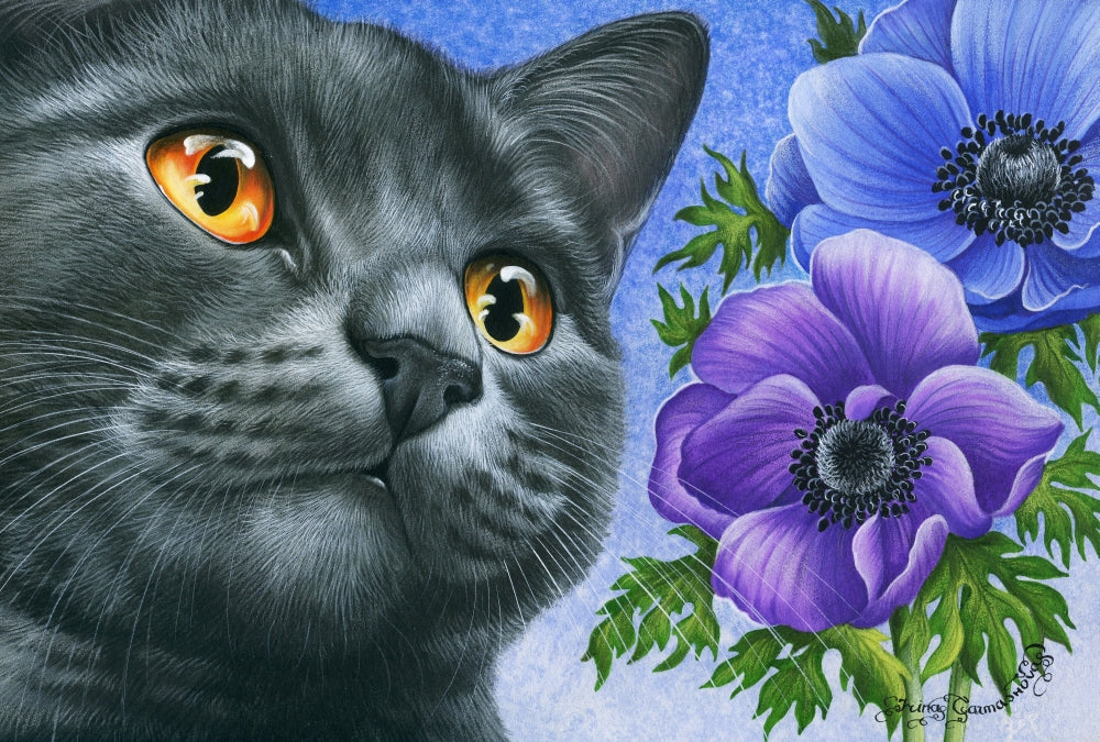Anenome Poster Print by Irina Garmaschova-Cawton showcasing vibrant flowers.