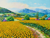 Sunflowers Poster Print by Jean-Marc Janiaczyk, vibrant floral artwork.