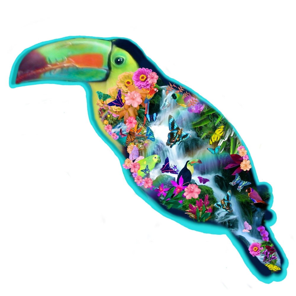 Happy Toucan (Variant 1) Poster Print by Alixandra Mullins featuring a colorful toucan.