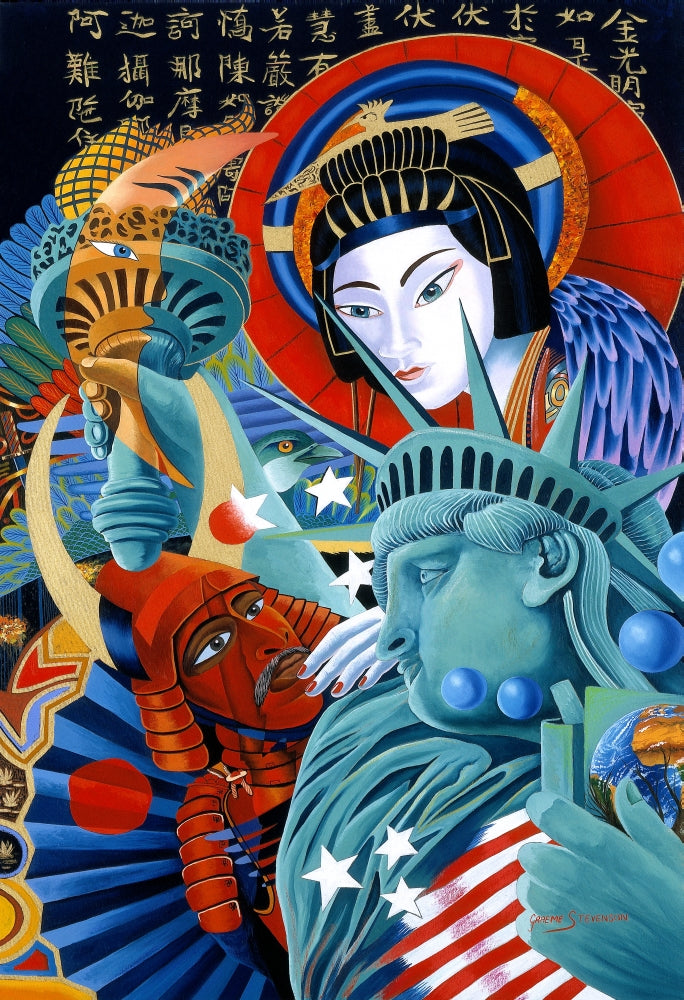 East Meet West Poster Print by Graeme Stevenson showcasing cultural harmony
