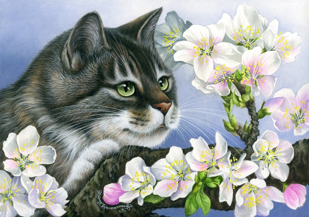 Apple Blossom Poster Print by Irina Garmaschova-Cawton, vibrant floral art.
