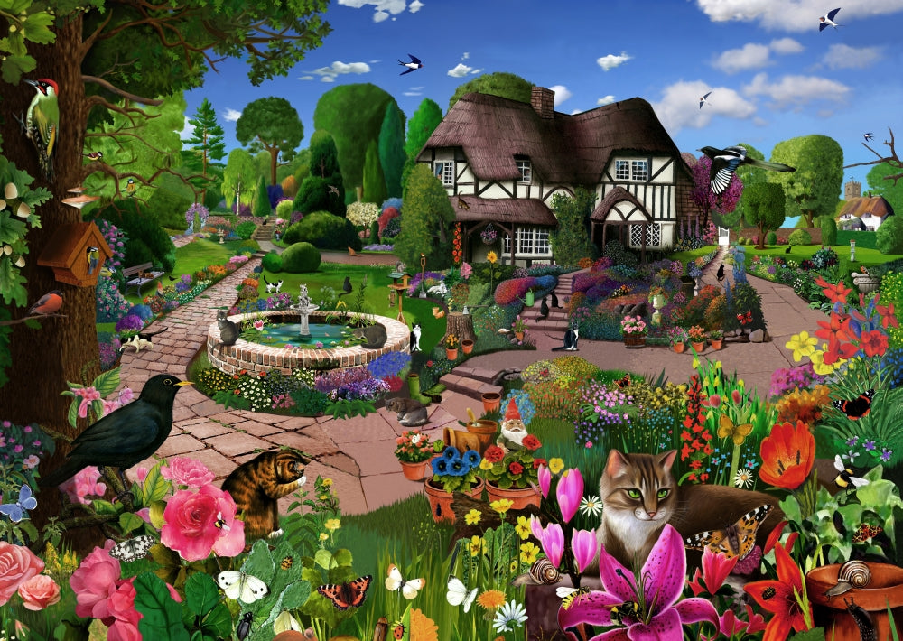 Amazing Garden Poster Print by Gerald Newton showcasing vibrant flowers and greenery.