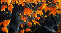 Three Wolves Poster Print by Graeme Stevenson showcasing majestic wolves in nature.