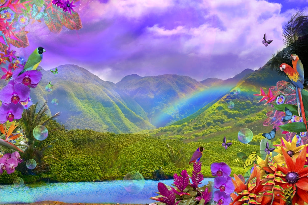 Haliva Valley Rainbow Flowers Poster Print by Alixandra Mullins