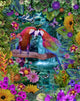 Parrot Paradise Poster Print by Alixandra Mullins showcasing vibrant tropical colors.