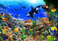 Wonderful Ocean World Poster Print by Gerald Newton showcasing vibrant ocean life.