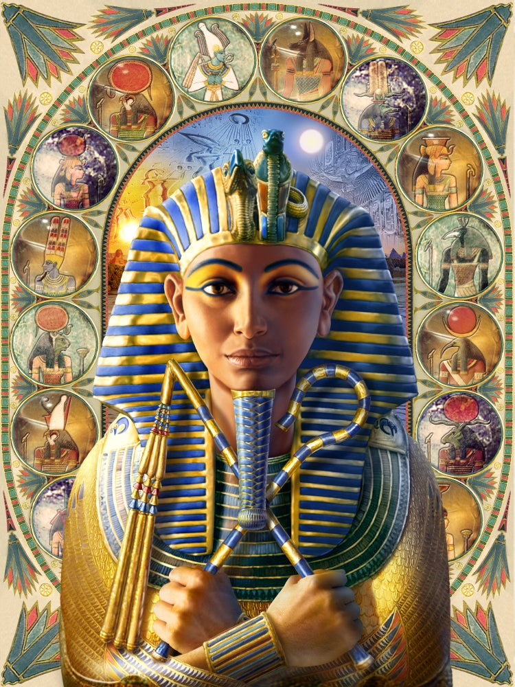 Tutankhamen Poster Print by Andrew Farley, depicting ancient Egyptian pharaoh.