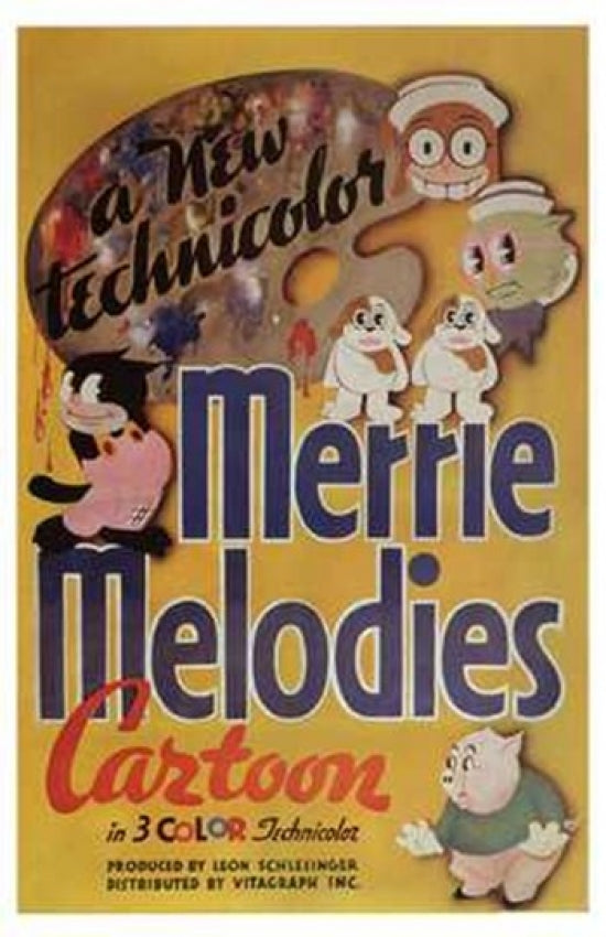 Merrie Melodies Movie Poster Print showcasing classic animated characters.