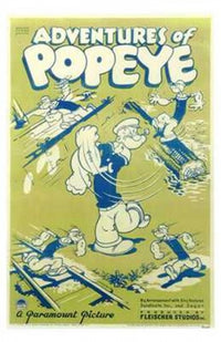 Adventures of Popeye Movie Poster Print showcasing Popeye in action.