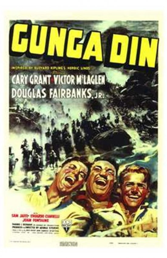 Gunga Din Movie Poster Print featuring classic cinema artwork.