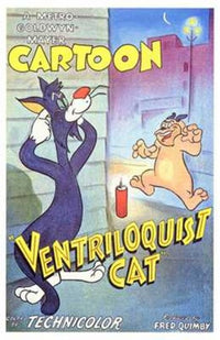 Ventriloquist Cat Movie Poster Print showcasing a whimsical cat design.