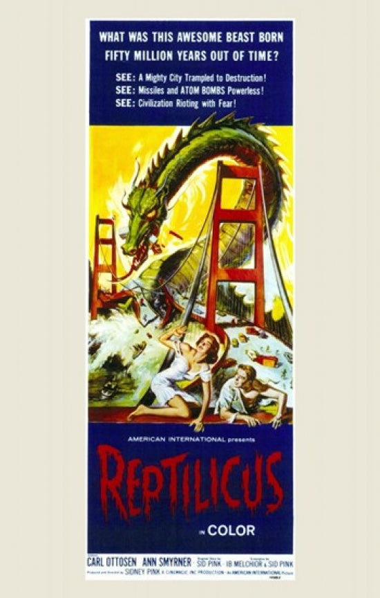 Reptilicus Movie Poster Print showcasing classic monster film art.