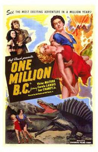 One Million B.C. Movie Poster featuring prehistoric adventure imagery.