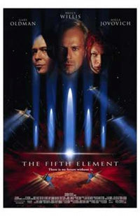 The Fifth Element Movie Poster Print featuring vibrant sci-fi artwork.