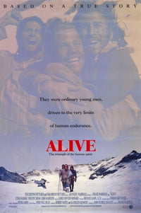 Alive Movie Poster featuring dramatic survival theme.